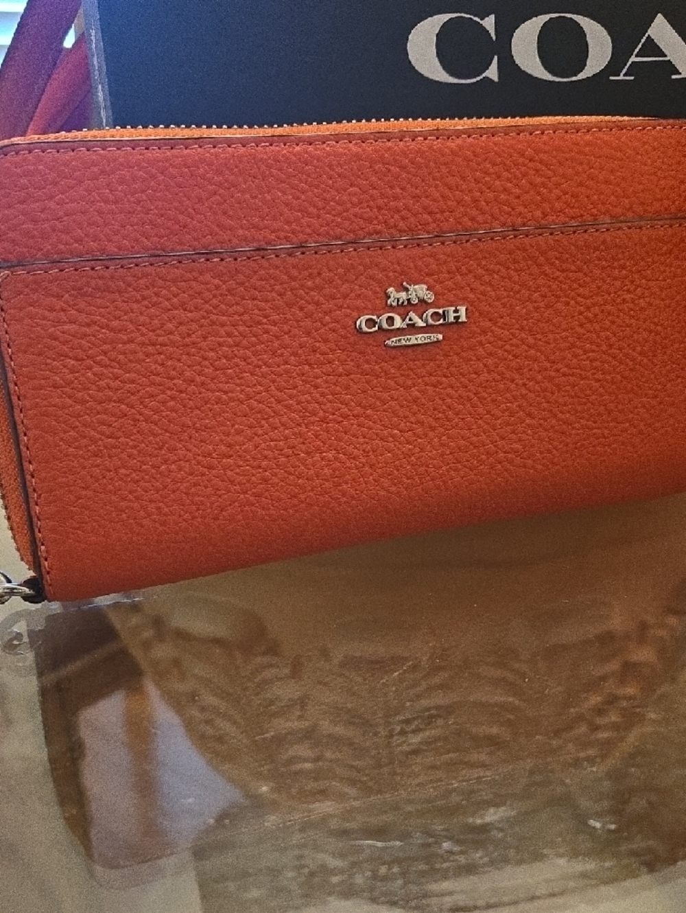 Coach Orange Textured Leather Satchel with Matching Wallet - Picture 2 of 13